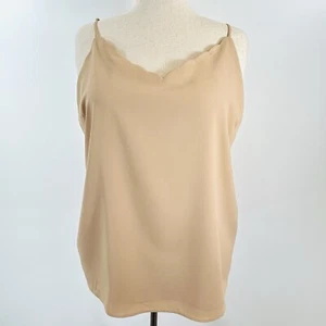Süßes schönes romantisches Boho-Tanktop von Jen Damen 1X hellbraun camel Rundhalsausschnitt Cami - Bild 1 von 10