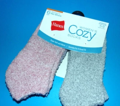 全新带标签 6 对 Hanes® 超柔软舒适模糊不露拖鞋袜,女式美国 5-9 码 — 第 1/4 张图片