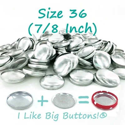 25 Cover Buttons & Tool Kit: FLAT BACK Size 36 (7/8"/23mm) Fabric Covered Button - Image 1 of 4