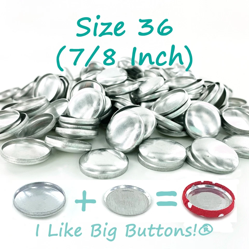 25 Cover Buttons & Tool Kit: FLAT BACK Size 36 (7/8"/23mm) Fabric Covered Button - Image 1 of 4