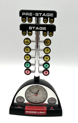 Drag Racing Christmas Tree Lighted Alarm Clock Thermometer Humidity Sound 9.5" T - Image 1 of 4