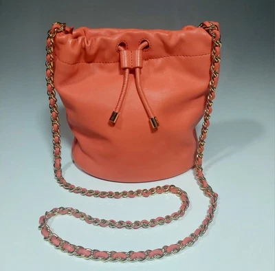 Lauren Ralph Lauren Nappa Couro Média Emmy Bolsa Balde Portside Coral - Imagem 1 de 4