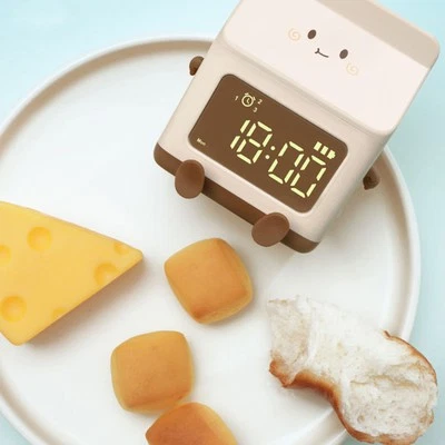 (Brown)Fun Milk Box Alarm Clock Student Countdown Cartoon Alarm Clock XG - Image 1 of 4