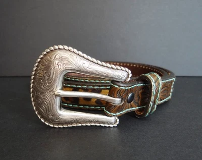 Пояс вестерн для девочек Ariat леопардовый принт размер 28 - Изображение 1 из 4