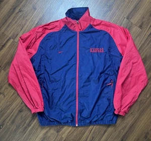 Vintage Nike Kansas University Jacke Reißverschluss Windbreaker Größe Large Y2K - Bild 1 von 5