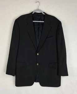 CANALI Solid Black 100% Wool 2 Button Blazer Sport Coat Jacket 56 R - Picture 1 of 16