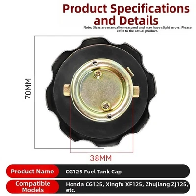 Motorcycle Repair Motorcycle Fuel Cap Locking Gas Cover Metal Construction - Image 1 of 4