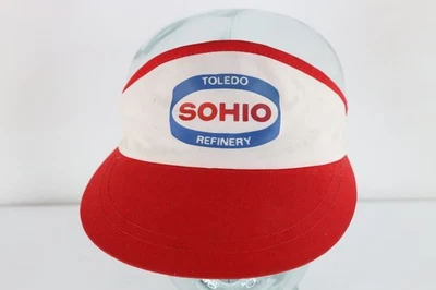 Винтажная кепка 80-х Sohio Toledo Refinery состаренная с надписью козырек красно-белая - Изображение 1 из 4