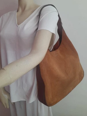 Kate Spade Grande Marrón Gamuza - Forro de charol - Bolso de hombro ribete de cuero Foto 1 de 4