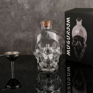 Skull Decanter Crystal Glass Skull Liquor Bottle 750ml Whiskey Bourbon Gothic... - Picture 1 of 6