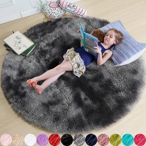 Tie-Dyed Dark Grey Round Area Rugs for Living Room, 6x6 Rug, Soft Thick Large... - Picture 1 of 9