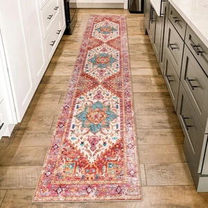 Washable Runner Rug, 2x8 Non-Slip Boho Vintage Hallway Rug Runner with Rubber... - Picture 1 of 9