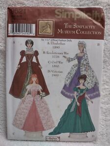 SIMPLICITY 9521 Turn of the Century  11½” Fashion Doll Clothes PATTERN