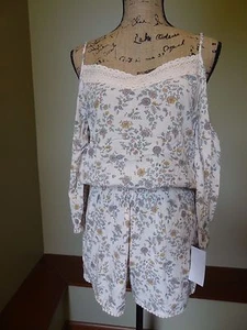 Neu mit Etikett schlammiger schulterfreier Strampler Junior M Medium hellorange mit Blumenmuster - Bild 1 von 12