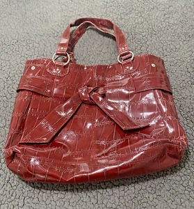 Large Red Vegan Leather Alligator Print Handbag Womens Purse Shoulder Tote Bag - Picture 1 of 11