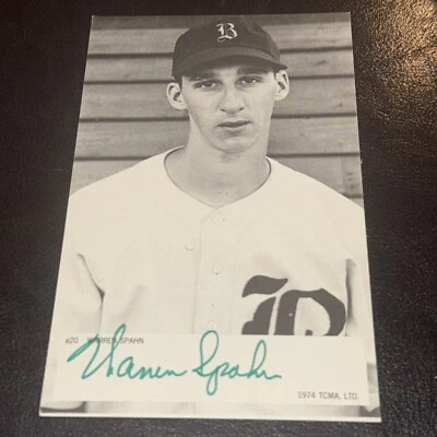 1974 TCMA Greats #20 Warren Spahn Signed Autographed Postcard  BAS Beckett - Image 1 of 4