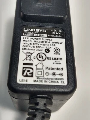 Linksys Cisco Router 12v 1.0A Switch Power Supply Adapter MT12-4120100-A1 12V - Image 1 of 4