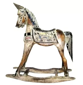 Cavallo a Dondolo in legno Vintage Antico fatto e dipinto a mano - Foto 1 di 4