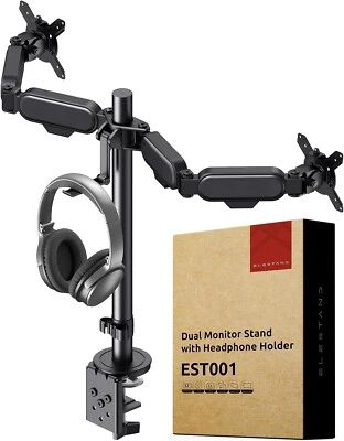 ELESTAND Dual Adjustable Monitor Stand EST001 Holds 2 Monitors up to 32 inches - Image 1 of 4