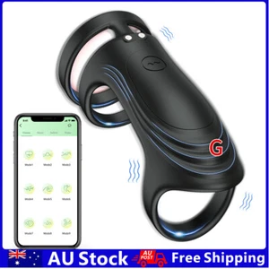 Vibrating Penis Cock Ring Testicles Vibrator Stimulator Sleeve APP Sex Toys - Picture 1 of 14