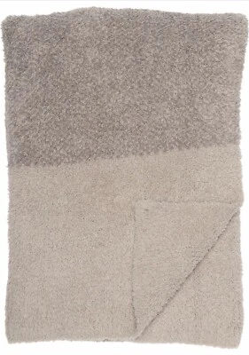 Manta a rayas BAREFOOT DREAMS® CozyChic™ de lino beige/gris cálido-45x60-NUEVA CON ETIQUETAS Foto 1 de 4