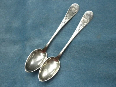 Par de cucharas Demitsse de plata Noruega 830 a noruegas antiguas Foto 1 de 4