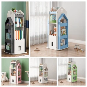 4 Tiers 360° Rotating Bookshelf Bookcase for Kids Living Room Home Storage Rack - Picture 1 of 22