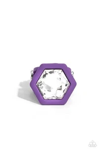 Paparazzi Changing Class - Purple - White Gem - Purple Ring - Picture 1 of 2