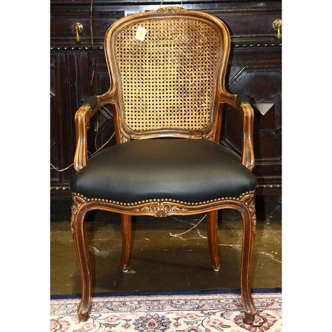 EARLY 20TH C LOUIS XV STYLE FAUTEUIL WITH A CANE BACK & CABRIOLE LEGS (AF2-147) Cover