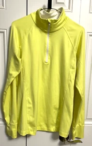 Tek Gear DryTek Jacket Women Large Neon Yellow Athletic Quarter Zip Long Sleeve - Picture 1 of 4