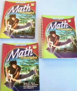 3 Books Math Triumphs Algebra Gr 8 Teacher Guide Student Bks 1 & 3 Glencoe 2009 - Picture 1 of 10