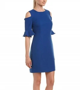 CeCe Womens Emily Cold Shoulder Sleeve Sheath Dress Monaco Blue Size 8 - Picture 1 of 3