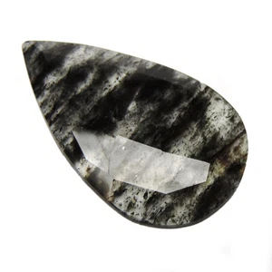 Seltener schwarzer Rutilquarz Edelstein in Birnenform 43,55 cts anmutig 1 Stück Rosenschliff  - Bild 1 von 3