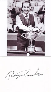 Ray Reardon - 6 mal Snooker-Weltmeister - SIGNIERTE WEISSE INDEXKARTE + FOTO. - Bild 1 von 2