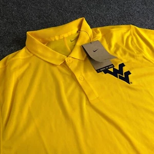 Nike Polo Shirt Mens Large Yellow West Virginia Mountaineers Golf Performance - Picture 1 of 10