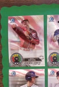 NICK SENZEL 2018 BOWMAN CHROME SCOUTS TOP 100 CARD BTP-16 REDS/DRAGINS (ROOKIE)
