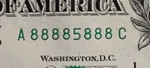 2013 $1 Binary Seven of a kind "7- EIGHTS" Fancy Note 88885888 CRISP ! - Picture 1 of 7