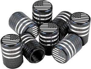American Flag Tire Valve Stem Caps, 8 Pcs Anti-Theft Premium Metal Rubber Seal - Picture 1 of 12