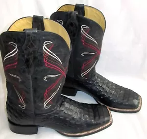 Cavenders schwarz rot Hornback Kaiman Druck eckige Zehenpartie Cowboystiefel Herren Größe 13 D - Bild 1 von 12