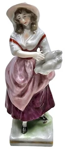 Vintage Erphila Porcelain Figurine Peasant Woman In Pink US Zone Germany 3.25” - Picture 1 of 5