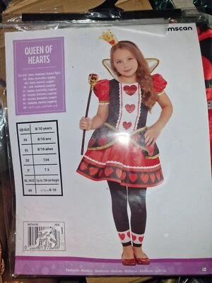 Girls Queen Of Hearts Costume Child Alice Fairy Tale Fancy Dress Book 8-10 Years - Image 1 of 2
