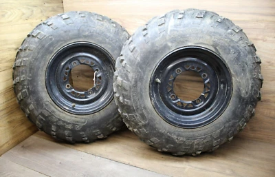 2004 Polaris SPORTSMAN 700 FRONT WHEEL RIM 12x6 SET PAIR W TIRES 25x8.00-12 - Image 1 of 4