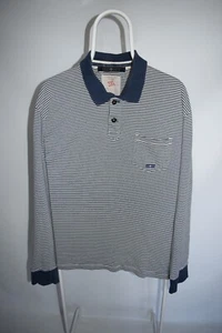 Stone Island Denims Polo Rugby Long Sleeve Striped Navy Blue / White Size 3XL - Picture 1 of 15