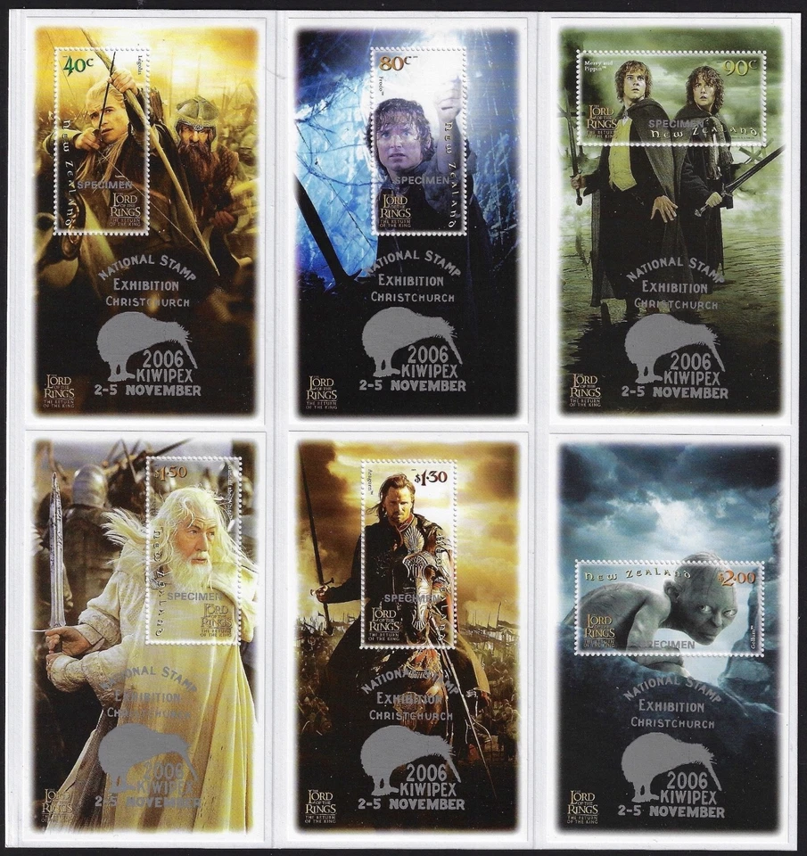 NEW ZEALAND 2003 Lord of the Rings: Return of King, 2006 Kiwipex O/P, Set of 6 M - Image 1 of 1