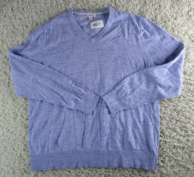 Merona Sweater Men Pullover Adult Large V-Neck Blue 100 Cotton - Image 1 of 4