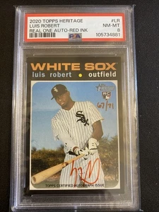 Luis Robert 2020 Topps Heritage ROOKIE Real One Red Ink Auto PSA 8 67/71 - Bild 1 von 2