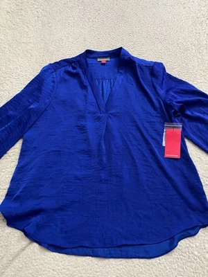 Женская блузка Vince Camuto рукав 3/4 с v-образным вырезом синий размер M - Изображение 1 из 4