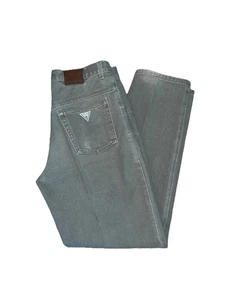 Pantalones de mezclilla Guess de colección años 90 para hombre 32x32 gris musgo botón mosca relajados holgados EE. UU. 38075-32 - Imagen 1 de 10