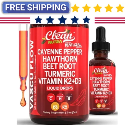 Cayena Pimienta Espino Remolacha Raíz Cúrcuma Vitamina K2+D3 Gotas Líquidas 60ML Foto 1 de 4