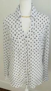 Express Portofino Shirt Oberteil Gr. S weiß blau Anker lang Rollriegelärmel Karriere - Bild 1 von 8